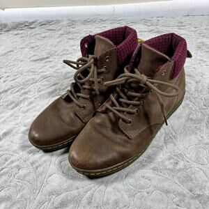Dr Martens Brown Leather Anke Boots Womens 9 Maelly Black and Red Lumberjack